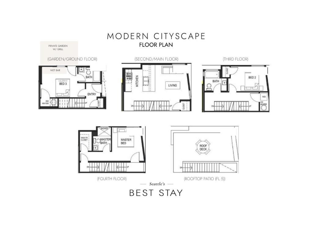 Rooftop Patio With Waterview, Private Garden & Grill 3Br 3Ba- Modern Cityscape Seattle Luaran gambar
